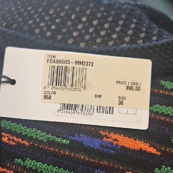 Missoni Vibrant Knit Patterned Dress with Black Textured Sleeves New Size 36 (0) - Picture 6 of 14